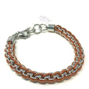 Lia Sophia Orange Silver Braided Bracelet